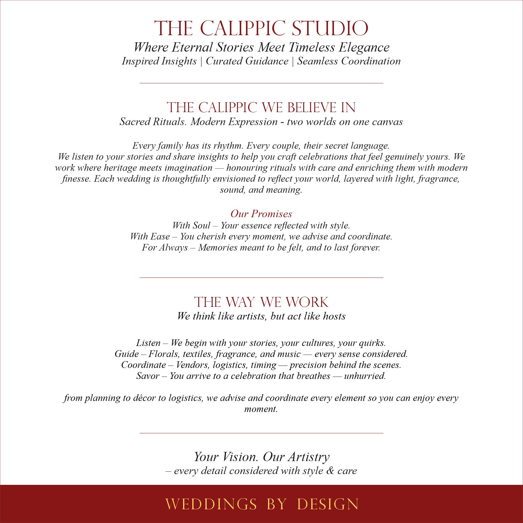The Calippic Studio - Destination Wedding Planner